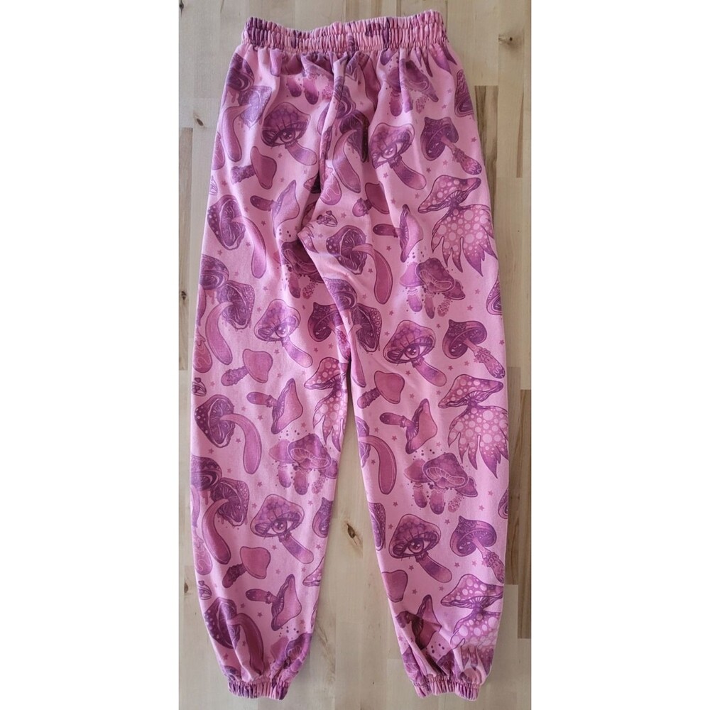 Vintage Mushroom Sweatpants Size SM Pink Hippie Festival Fairy Boho - Picture 3 of 11